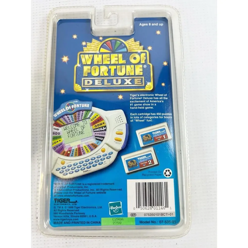 VTG 1998 Tiger WHEEL OF FORTUNE Electronic Handheld Game 2 Cartridges WORKS!